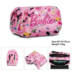 MINISO Barbie Two Dimensions Printed Schoolbag Double-layer Flip-top Pen Bag Children's Stationery Box Best Gift for Christmas