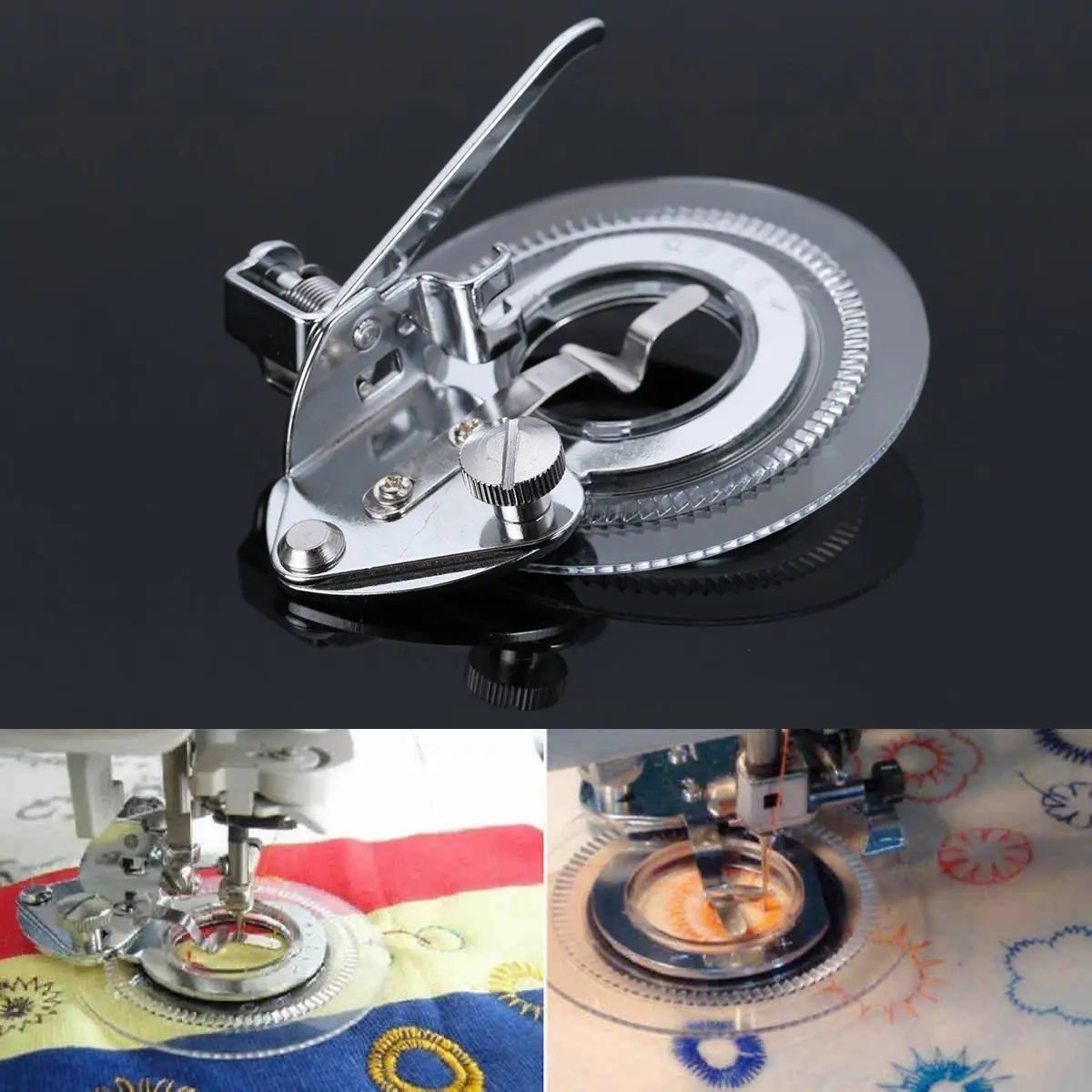 Multifunctional Daisy Flower Stitch Presser Foot Durable Plastic Metal Fits All Low-Shank Sewing Machines for Decorative