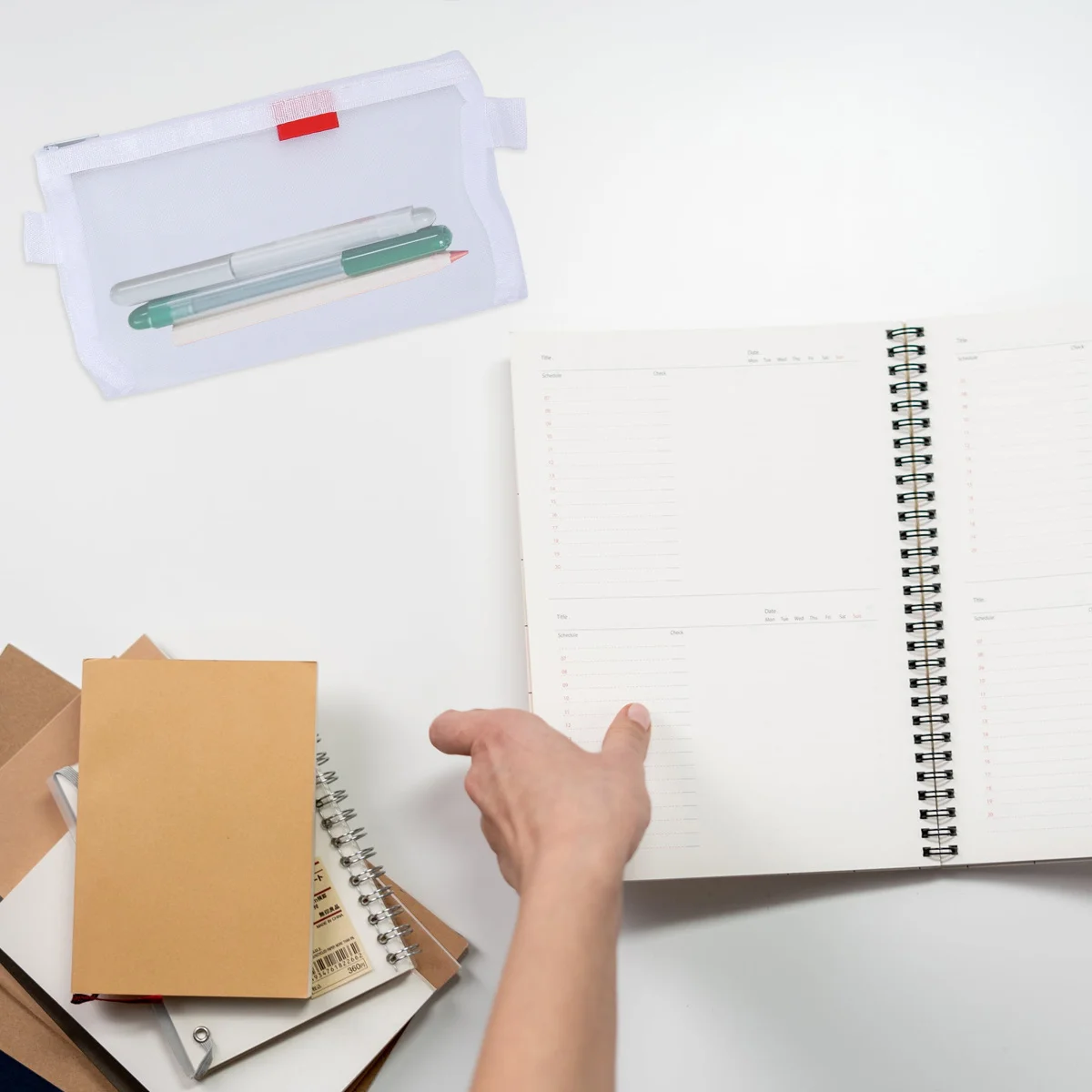 

5Pcs Mesh Pencil Case Strong Durable Crease Resistant Stationery Container for School Office Transparent Pen Bag