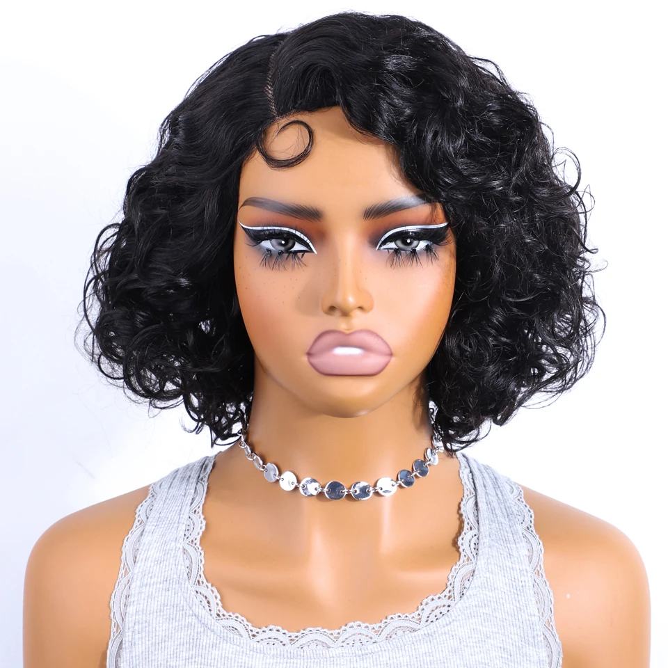 Bouncy Curly Short Bob Wig Lace Front Human Hair Wigs For Black Women Brazilian 100% Human Hair Remy  Lace Front Human Hair Wig