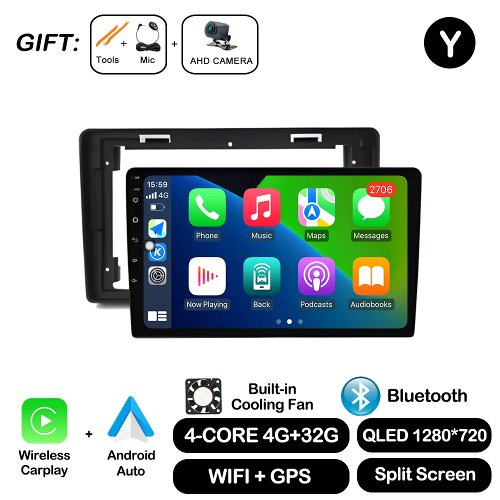 Android Auto Carplay Voor Citroen C2 C3 2001 2003-2010 Autoradio Multimedia Video Player WiFi GPS Navigatie DSP stereo - afbeelding 1
