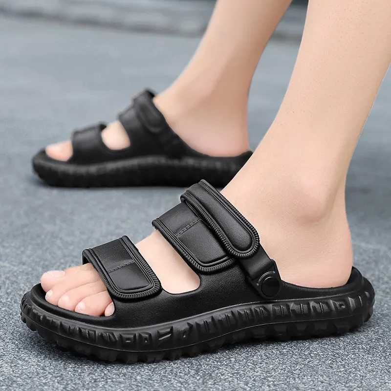 Thick Platform Cloud sandal men Fashion Buckle Soft Sole Pillow Slides Sandals man 2024 Summer Beach Non-Slip sandal