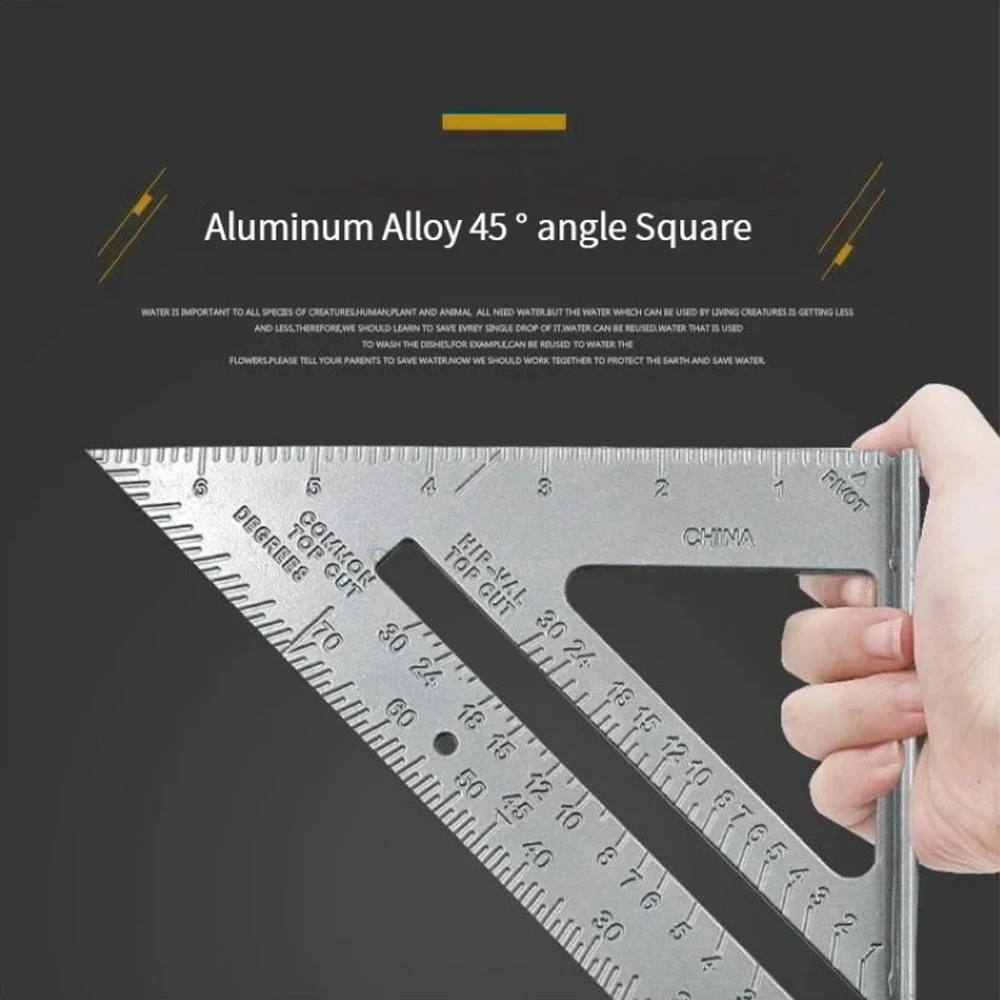 KATWAY 7 "مسطرة مثلثة دقيقة سميكة زاوية حاكم قياس سبائك الألومنيوم النجارة مثلث حاكم HH-AA140