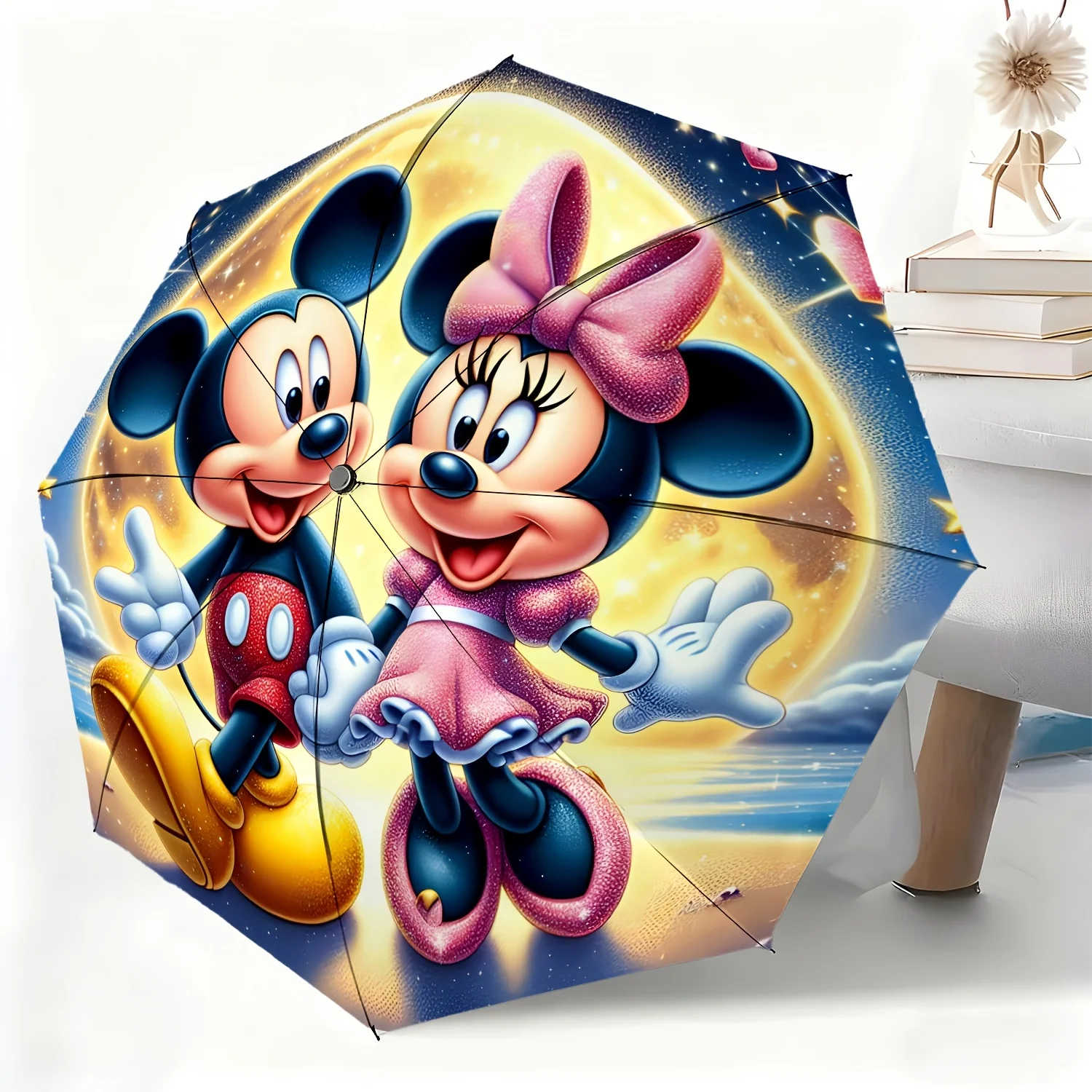 

Зонт с изображением персонажей мультфильмов Микки и Минни, полностью автоматический, подходит для любых случаев, портативный.