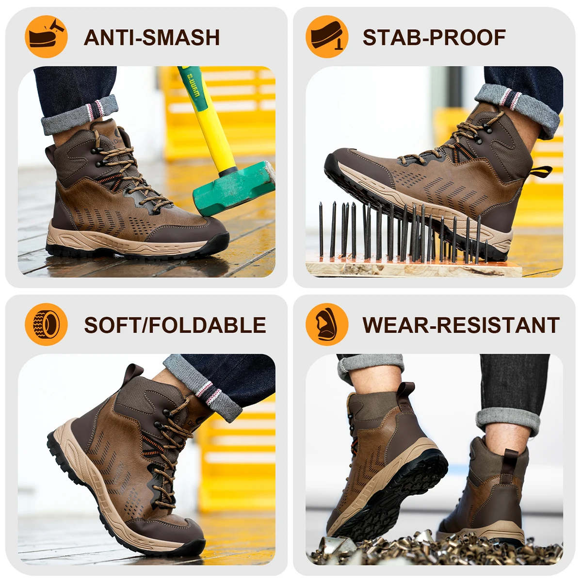 Work Safety Boots Men Steel To - Leather Work Fabric ulasan dan harga