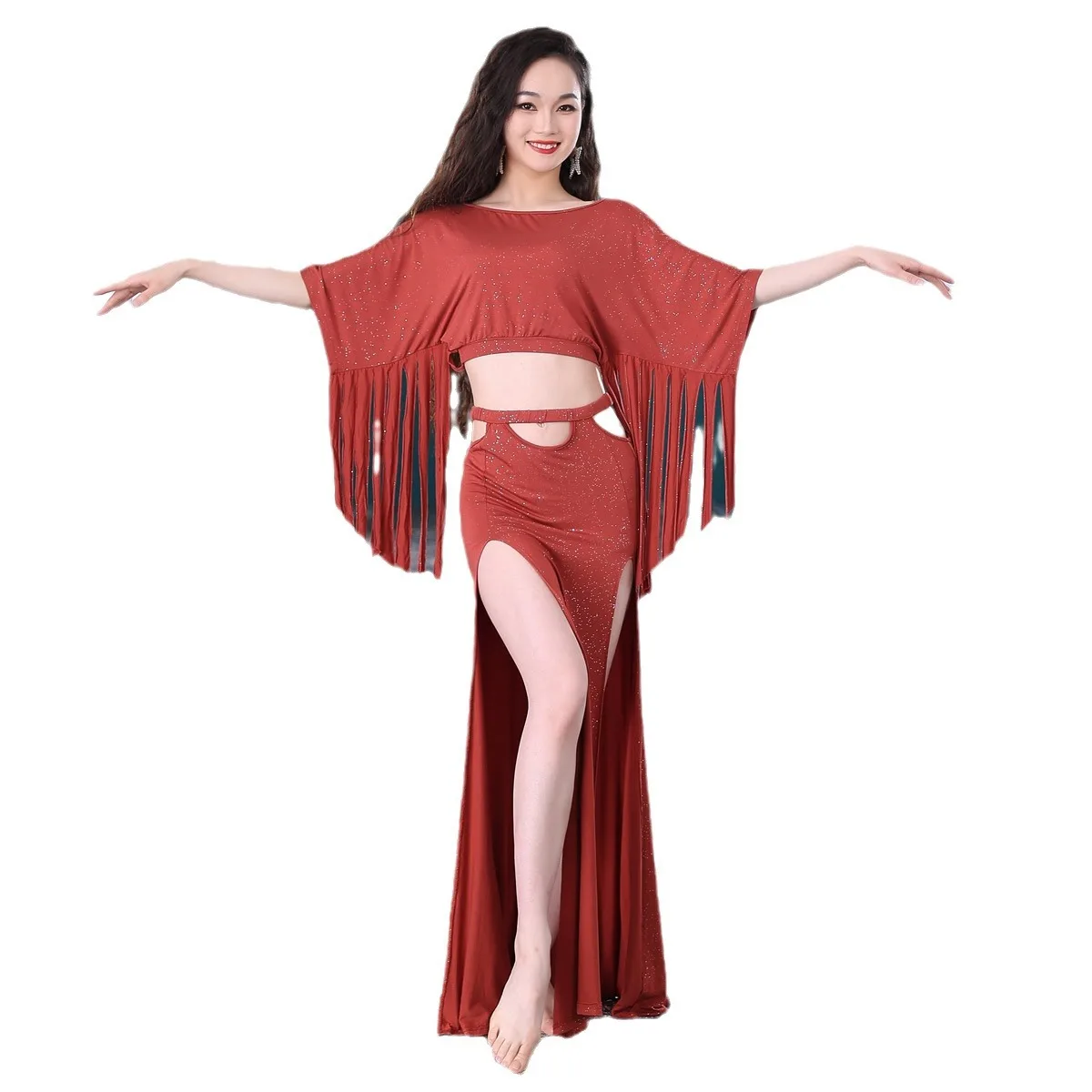 Customized Belly Dance Costume Set Women's Practice Dress Modal Oriental Dance High Waist Long Dress Exotic Dancewear