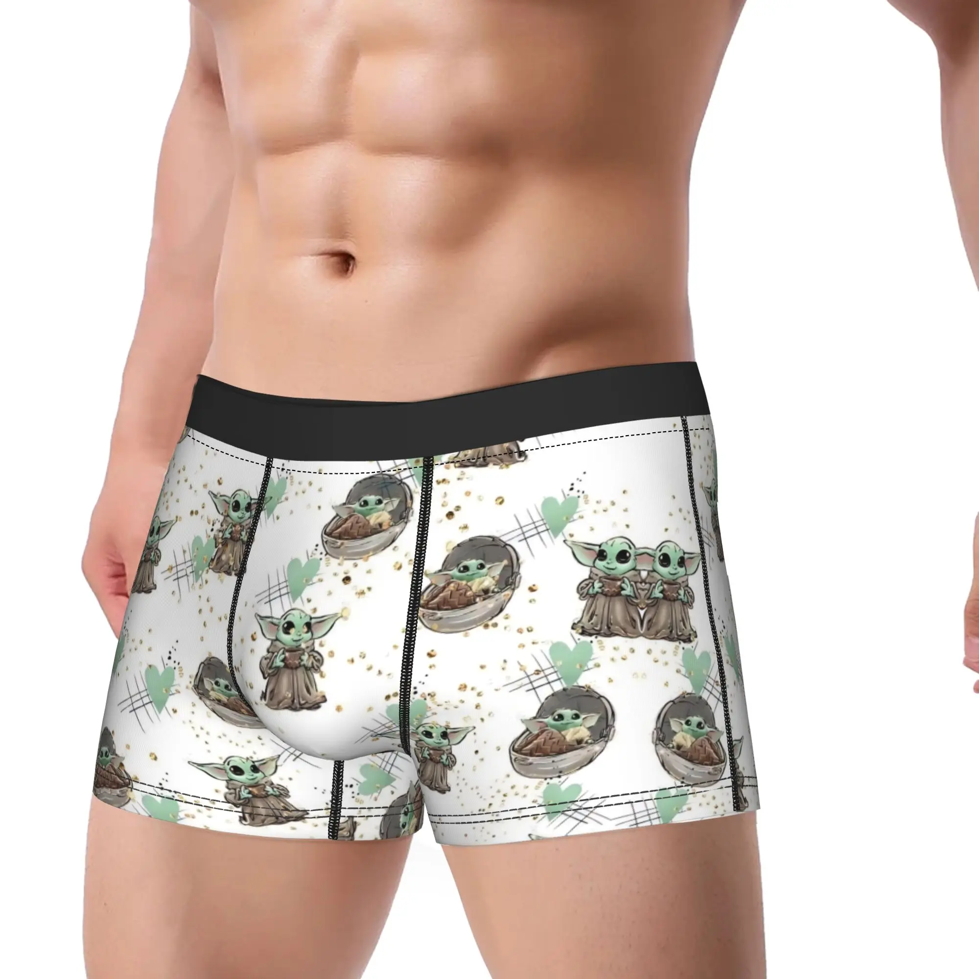 

Fashion Boxer Shorts Panties Briefs Men's Grogu Baby Yoda Mandalorian Underwear StarWars Soft Underpants for Homme Plus Size