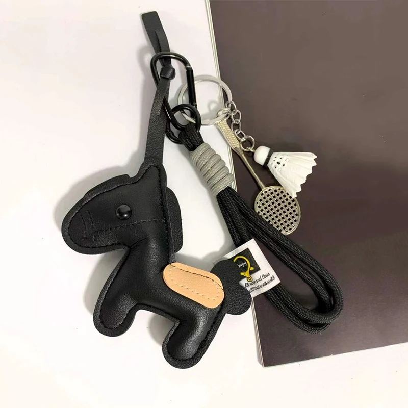 

PU Leather Lightweight Design Pony Keychain Design Leather Pony Bag Charm Hanging Rope Vintage Style Bag Pendant