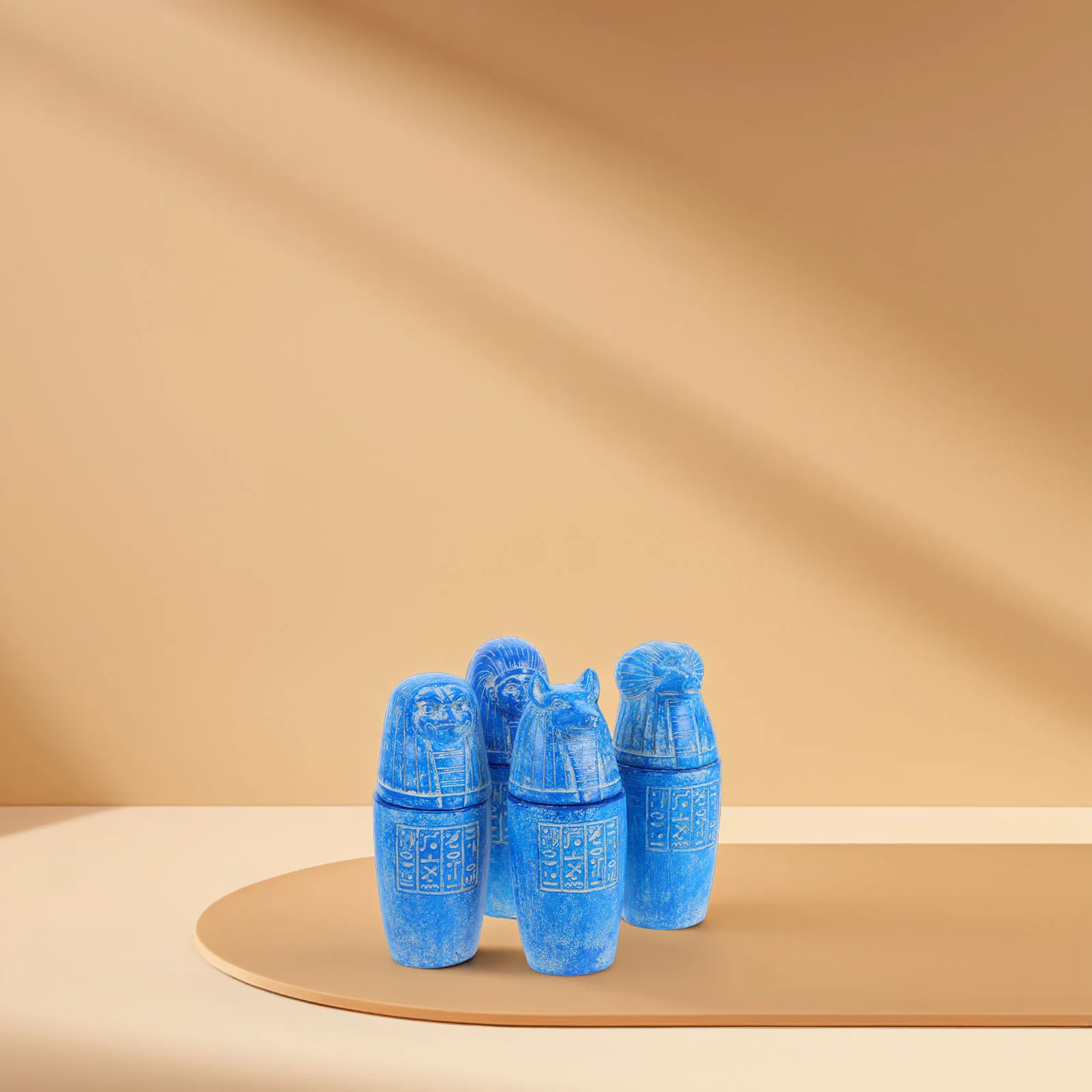 

4pcs Ancient Egyptian Artifacts Canopic Jars Set Pharaoh Inscriptions Decorative Mythology Collection For Collectors