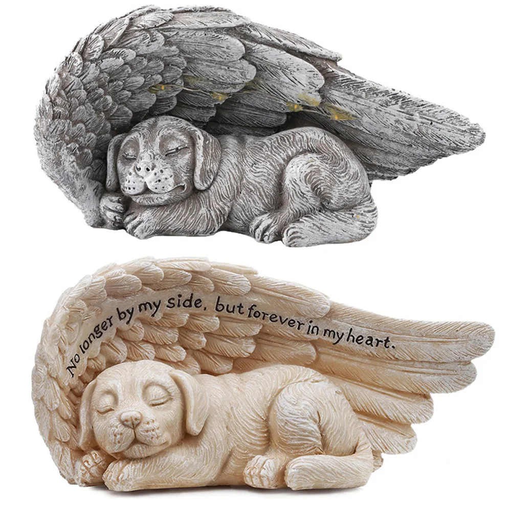 

Sleeping Dog Ornament Pet Memorial Gifts With Solar Battery LED Light Home Garden Decor Crafts For Lawn Home Decoration