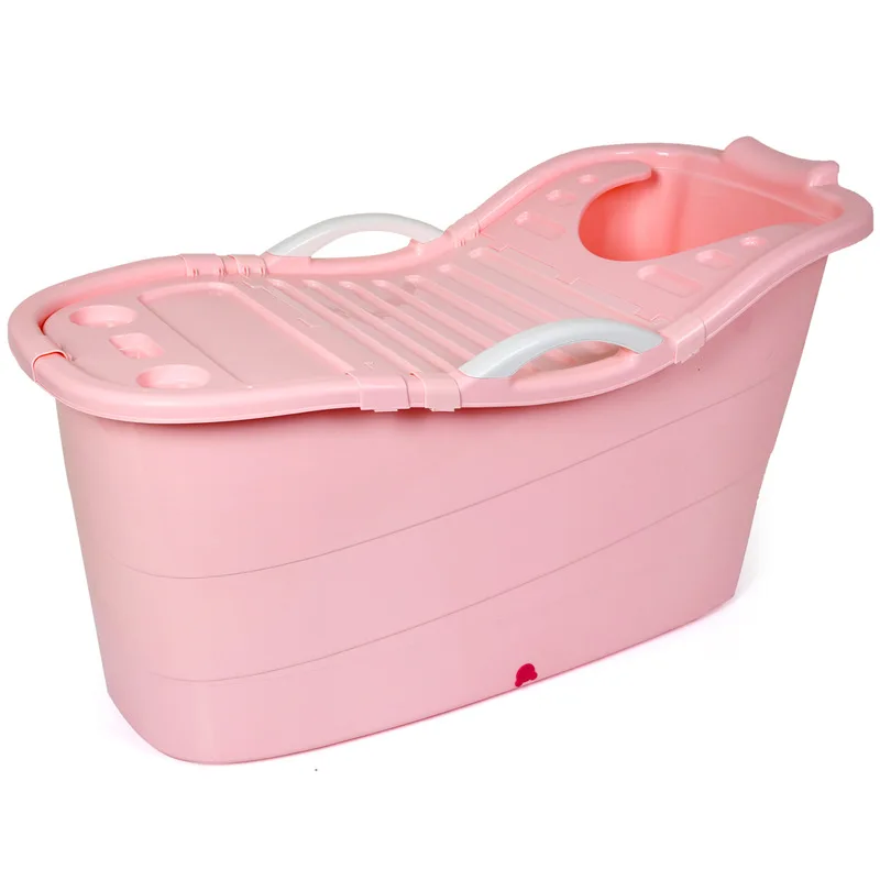 Adults Freestanding Bathtub Anti Slip Mat Foam Protection Bath Tub Plastic Bathtub Thickened Foldable Bathroom Supplies