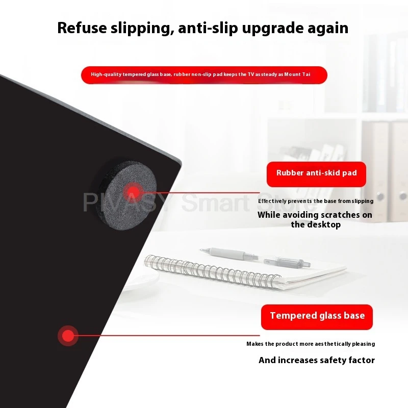 14-32 インチ画面 360 用ユニバーサル モニター スタンド °   回転高さ調節可能な強化ガラスベースデスクトップマウント多機能
