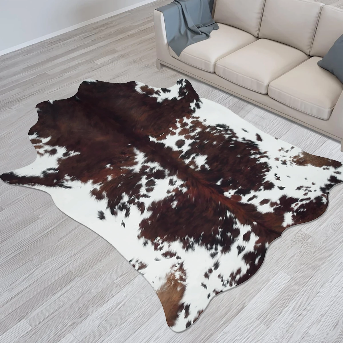 Thick Faux Fur Rugs for Winter Christmas Decoration Artificial Cowhide Carpets for Bedroom Living Room