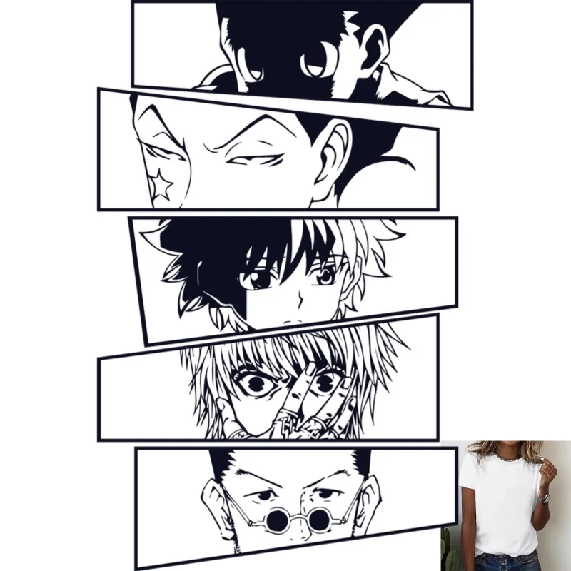 Anime Character Panel White Ink Heat Transfer Print, Trendy & Stylish, Suitable for T - shirts, Canvas Bags, Clothing, Casual