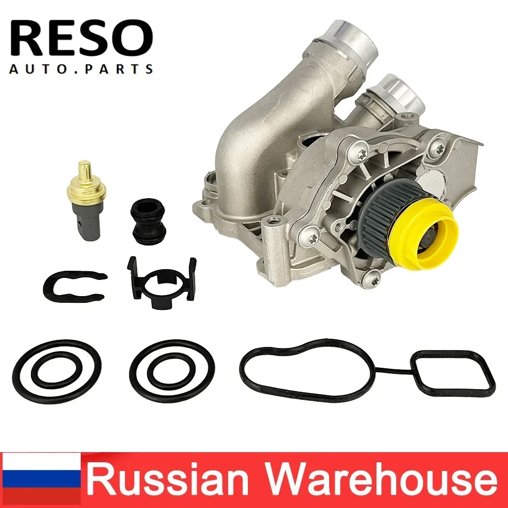 RESO    Aluminum Thermostat Engine Water Pump Repair For Audi A3 A4 Q5 TT VW CC Tiguan Jetta Golf GTI 06H121026  06H121026CD