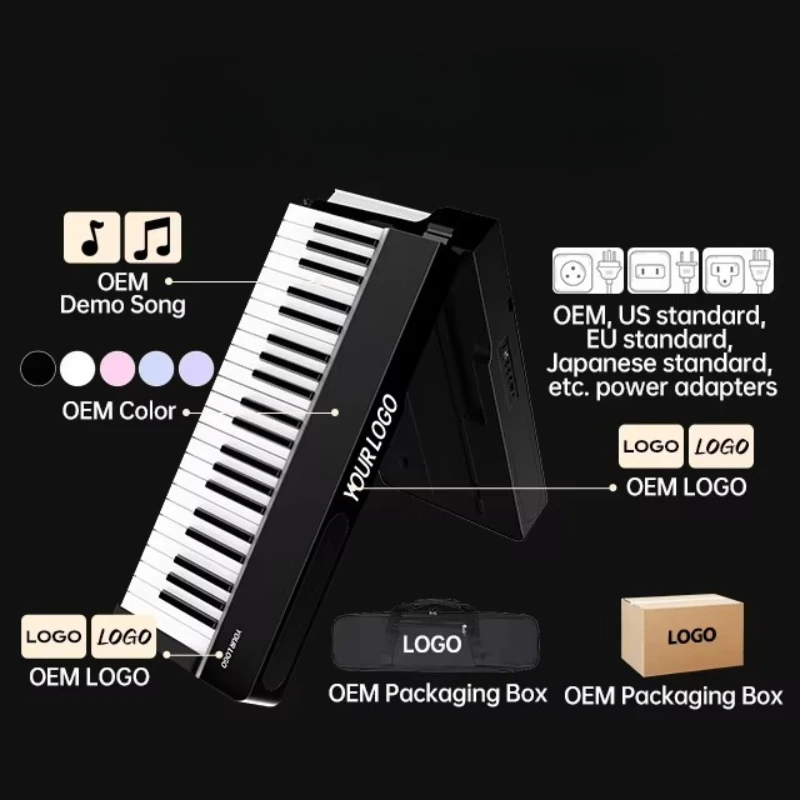 Portable 88 Keys Digital Music Folding Keyboard Electronic Organ Electric Piano