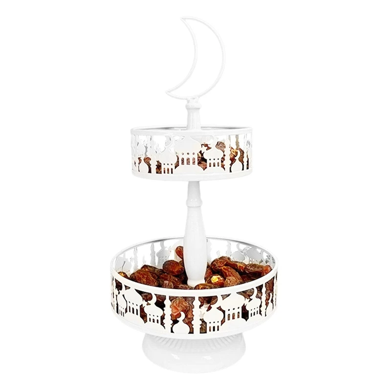 Ramadan Tray Eid Mubarak Plate Muslim Metal Tray Party Serving For Breakfast Dinner Dessert Pastry Display Holder