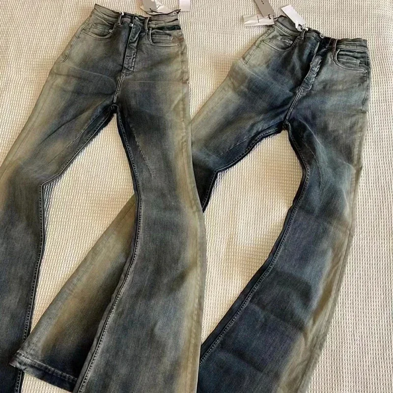 

Men's Pants Wash Blue High Street Men's Jeans Zipper Men Trousers Denim Owens Pants Techwear Men's Clothing