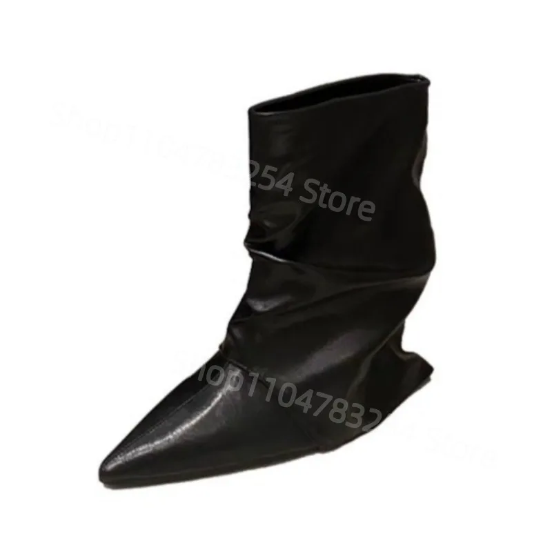 2025 Winter New High-heeled Cotton Boots Women's Fashion Pointy Set Feet Soft Sole Anti-slip Wear-resistant Short Boots