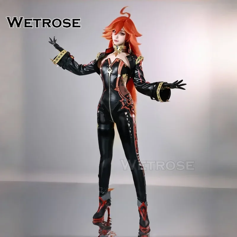 【Wetrose】In Stock SSR Mavuika Cosplay Costume Genshin Impact Leather Body Suit Full Set Wig Halloween Xmas