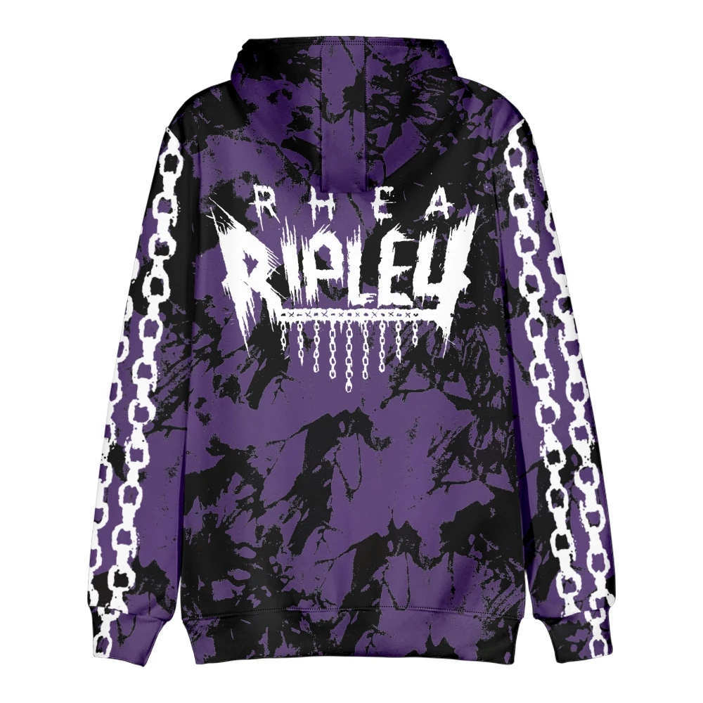 بلوفرات Rhea Ripley Merch بغطاء للرأس للنساء والرجال موضة غير رسمية على طراز الهيب هوب بلوزات جديدة بأكمام طويلة