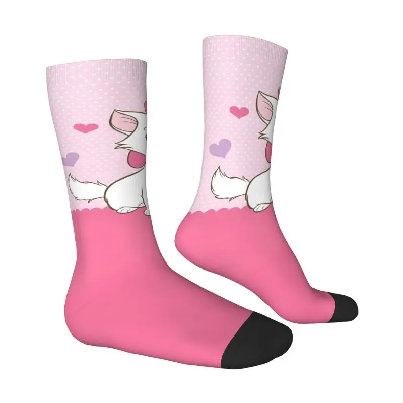 Cute Marie Cat Men Women Crew Socks Unisex Novelty 3D Printed The Aristocats Dress Socks