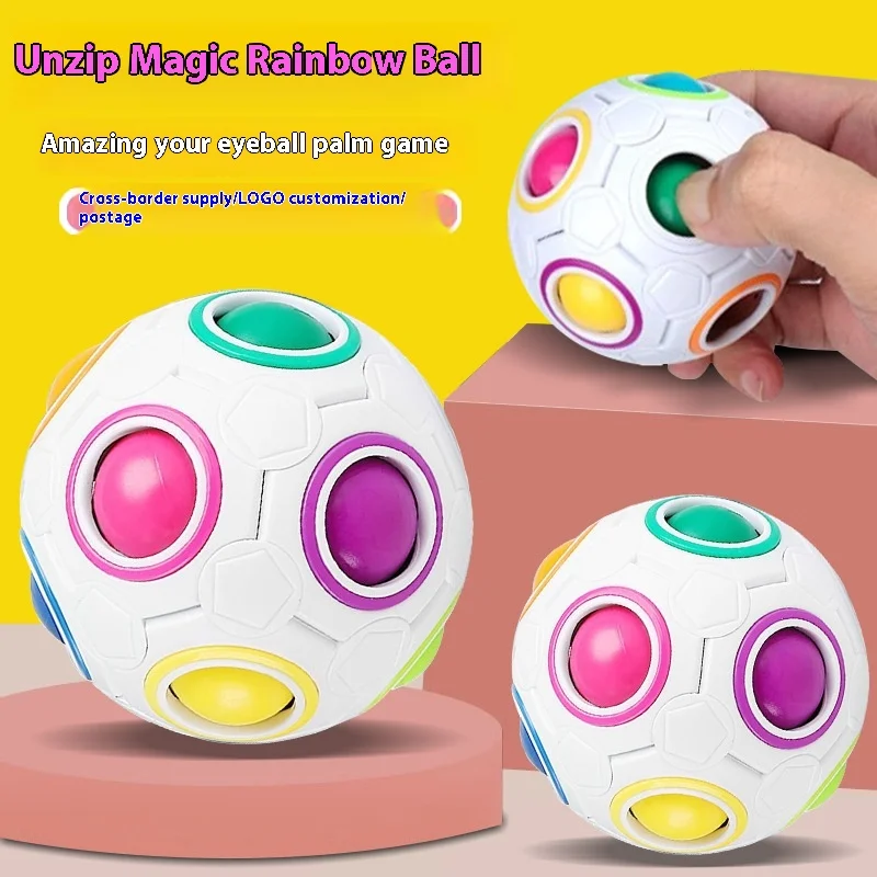 Magic Rainbow Puzzle Ball Cube Speed Ball Fun Stress Reliever Fidget Ball Toy Christmas Stocking Stuffers for Kids And Adults
