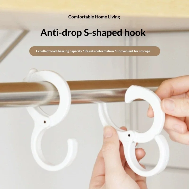 Anti-drop S Shape Hook Plastic Closet Organizer Hooks Multi Purpose Hanging Hooks for Wardrobe Table Bag Clothes Storage