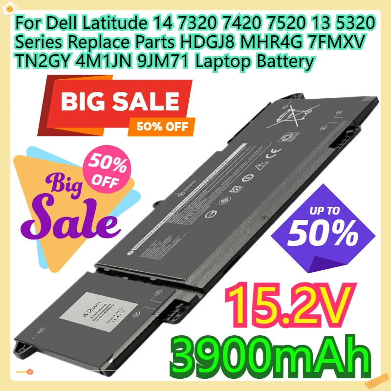 

Для серии Dell Latitude 14, 7320, 7420, 7520, 13 5320, запасные части HDGJ8 MHR4G 7FMXV TN2GY 4M1JN 9JM71, аккумулятор для ноутбука