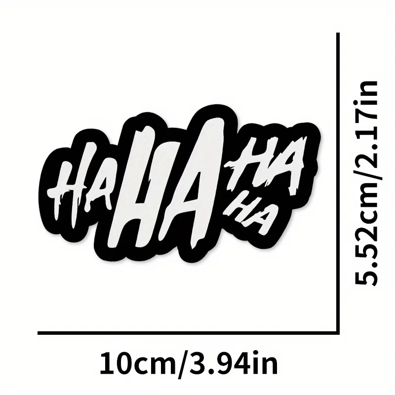 2Pcs HAHAHA Cartoon Stickers, Waterproof Scratch‑Resistant Durable Black White Vinyl Decals for Vehicle DIY Exterior Decor