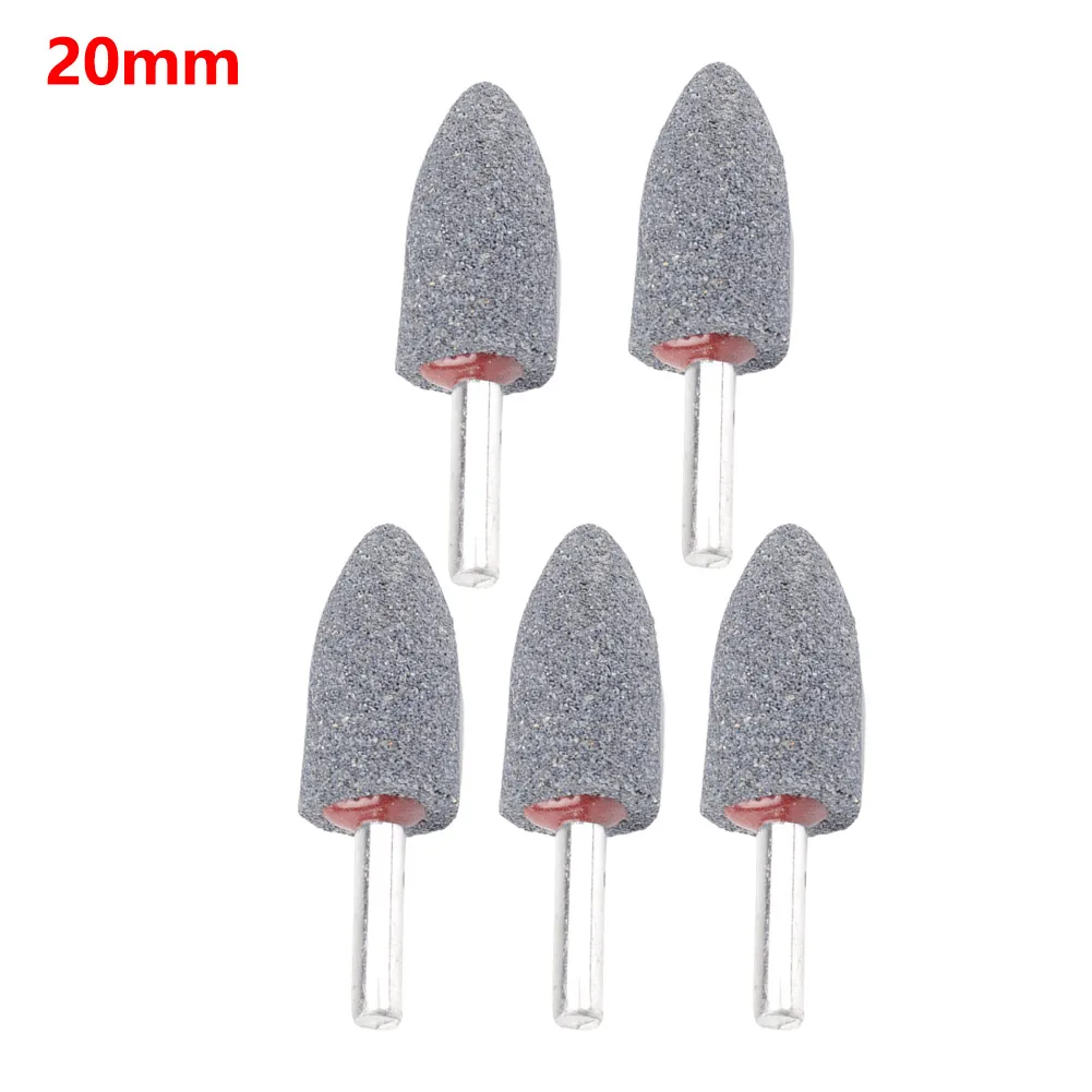 5PCS Brown Corundum Grinding Heads 6mm Round Shank Cylindrical and Conical Grinding Wheels for Precision Grinding Metal Wood