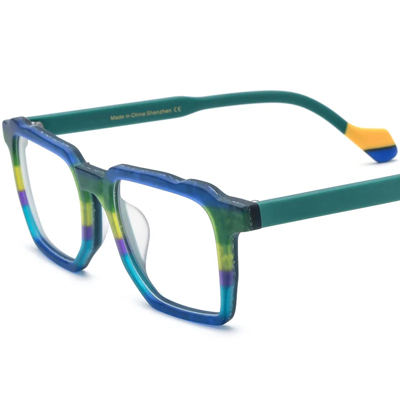 Multicolor frosted square plate glasses frame men and women glasses can be equipped with myopia anti-blue light glasses frame