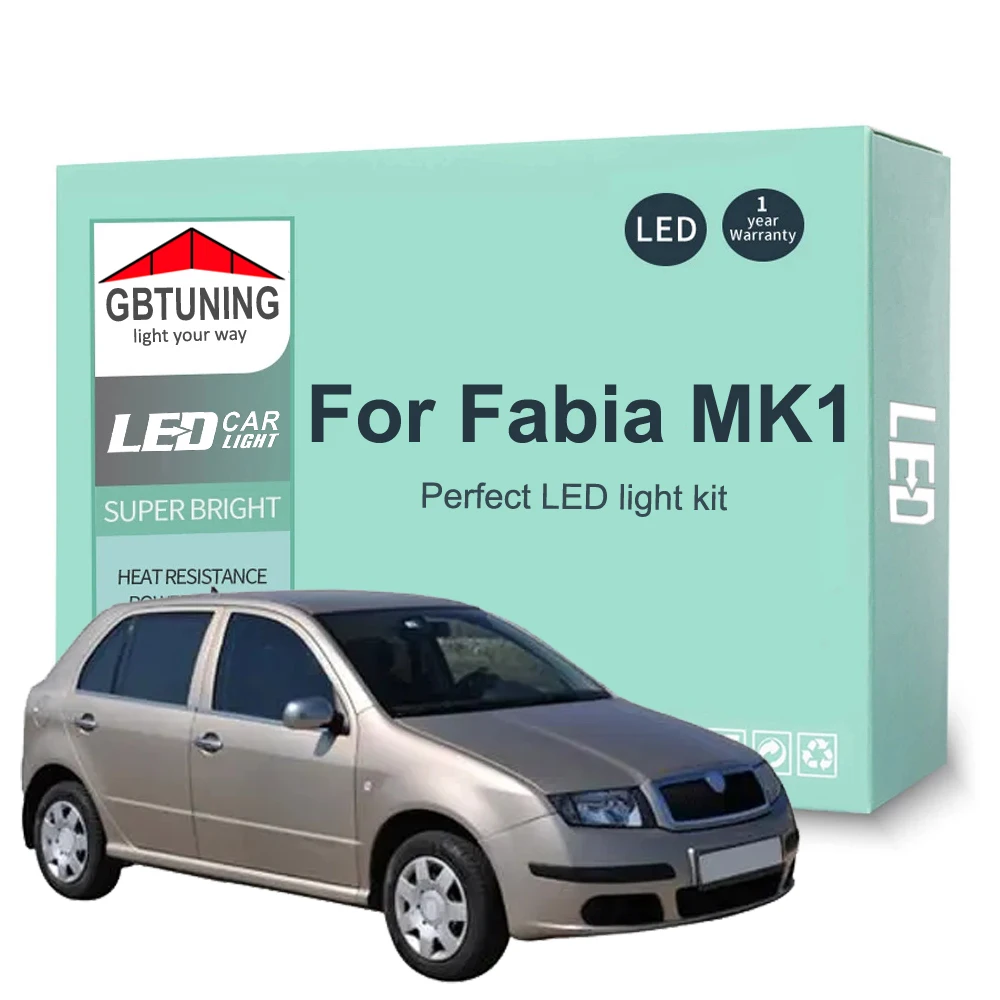 Zestaw żarówek wewnętrznych LED Canbus do Skody Fabia MK1 6Y 1999 2000 2001 2002 2003 2004 2005 2006 2007 Samochodowa lampa do czytania bagażnika
