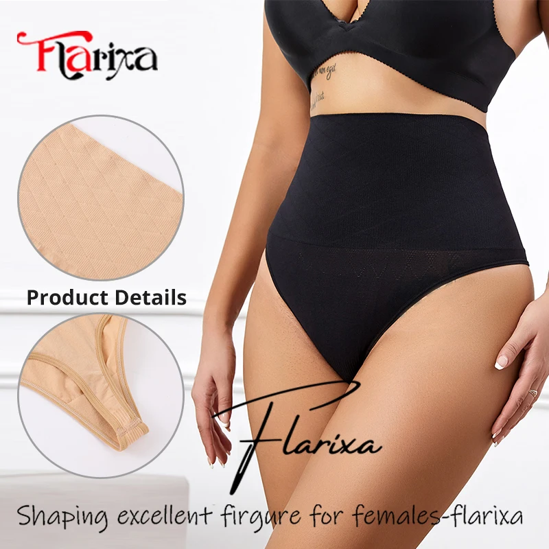 Flarixa Tummy Control Women High Waist Thong Seamless Briefs Underwear Belly Shaping Panties Breathable Female Lingerie Faja