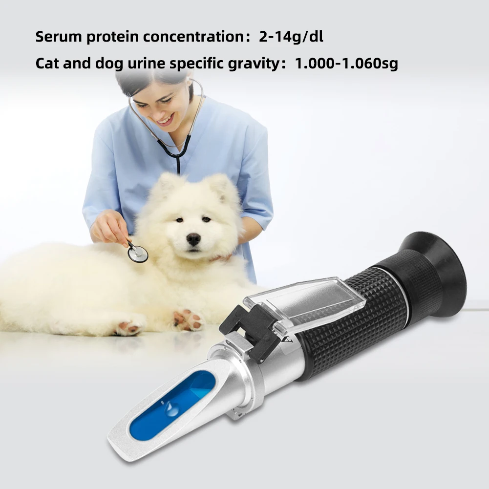 Yieryi Veterinary Refractometer For Cats Dogs Pet Urine Specific Gravity Meter Serum Protein 2-14g/dl Clinical Vet Medical Tool