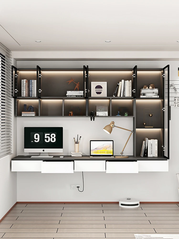 Bookcase desk integrated simple desktop computer desk hanging wall-mounted