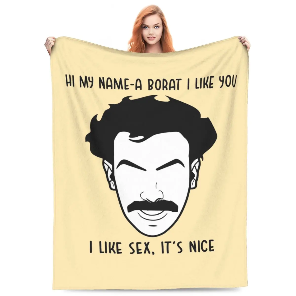 HI, My Name A Borat, I Like You Character Art Blankets Fleece Blanket Super Soft for Home Bedroom Office Throws Bedspread Quilt