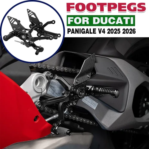 Reposapiés ajustables para motocicleta Ducati PANIGALE V4 Panigale V4S V4R 2025 2026, juego trasero, estriberas traseras, Pedal