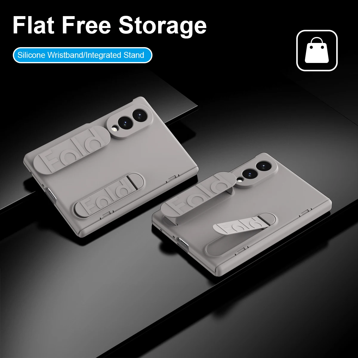 For Samsung Galaxy Z Fold 8Wide Case Built-in Tempered Glass Front Film Hand Strap Kickstand Hinge Full Protection Foldable Case