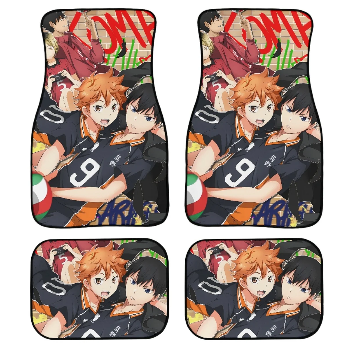 

Haikyuu Japanese Anime Ditry Resistant Car Floor Mats Heavy Carpet Front and Rear Full Set 4Pcs Pack for SUV Anti-slip Carpets