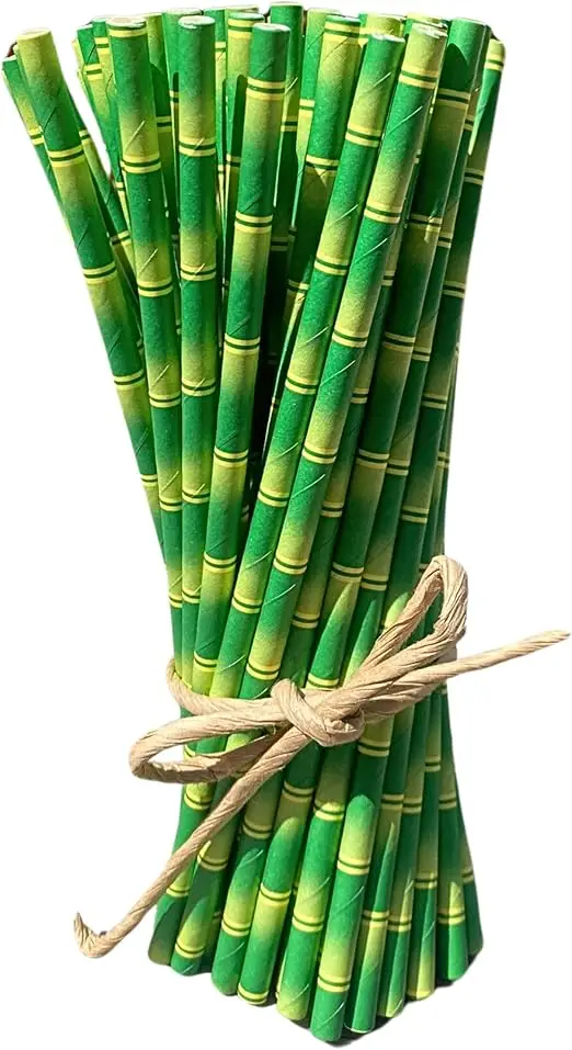 

10000Pcs Green Bamboo Paper Straws Bulk Creative Birthday Wedding Party Decoration Coffee Restaurant Drinkware Supplies