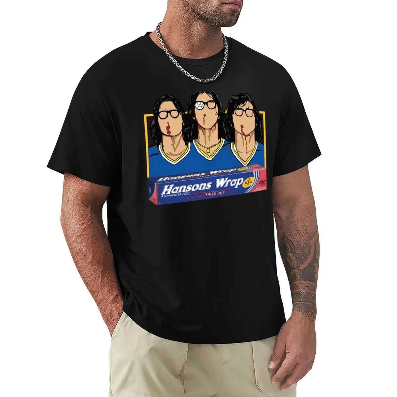 

Hanson Brothers Hockey Slapshot Aluminum Foil T-Shirt anime stuff cotton graphic tees anime shirts men