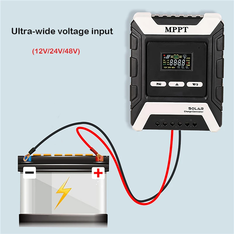 MPPT Solar Charge Controller 80/60/50/40/30A Solar Panel PV Regulator for 12V/24V/48V Lithium/Lead-Acid/Iron Phosphate Battery