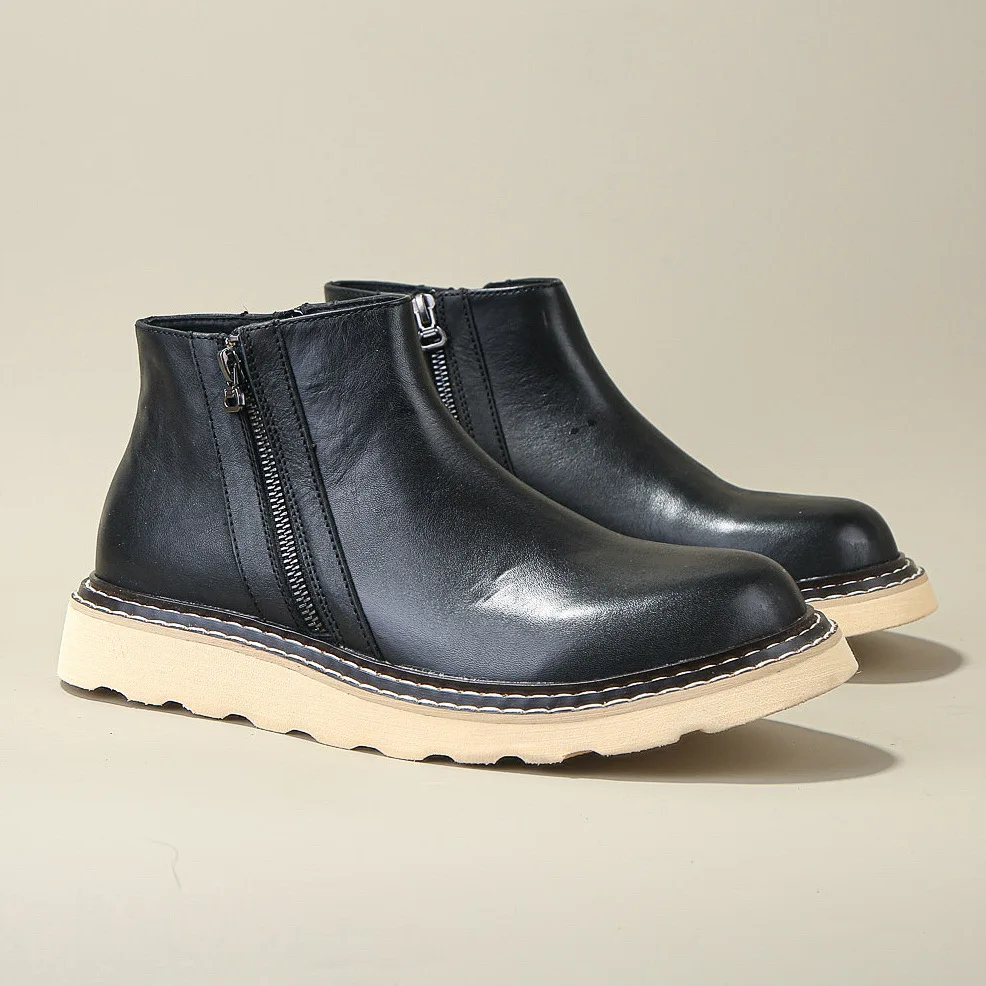 KOWM Botas de trekking de piel impermeables para hombre