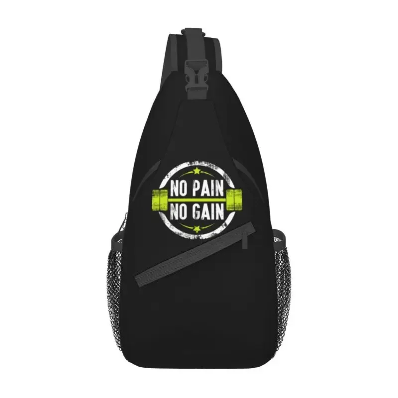 No Pain No Gain Sling Chest Crossbody Bag Men Cool Bodybuilding Fitness Gym Shoulder Backpack for Traveling