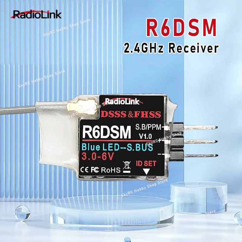Radiolink R6DSM 2.4G 10CH Micro RX - SBUS/PPM Dual Protocol 1g Ultra-Light for FPV Racing Compatible AT9S/AT10/AT10II