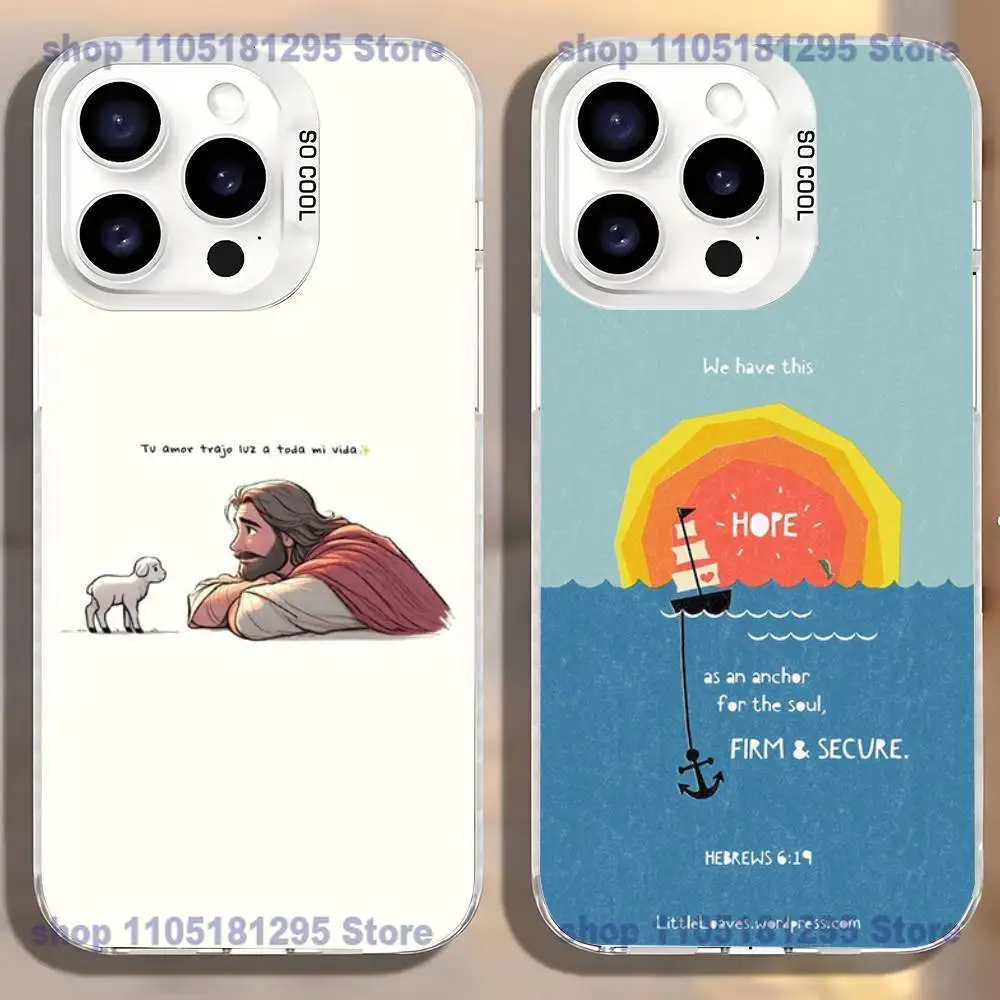 

Hot Jesus Christ Christian Phone Case For iPhone17,16,15,14,13,12,11,Mini,Pro,SE,MAX,plus,White Matte Shockproof Cover