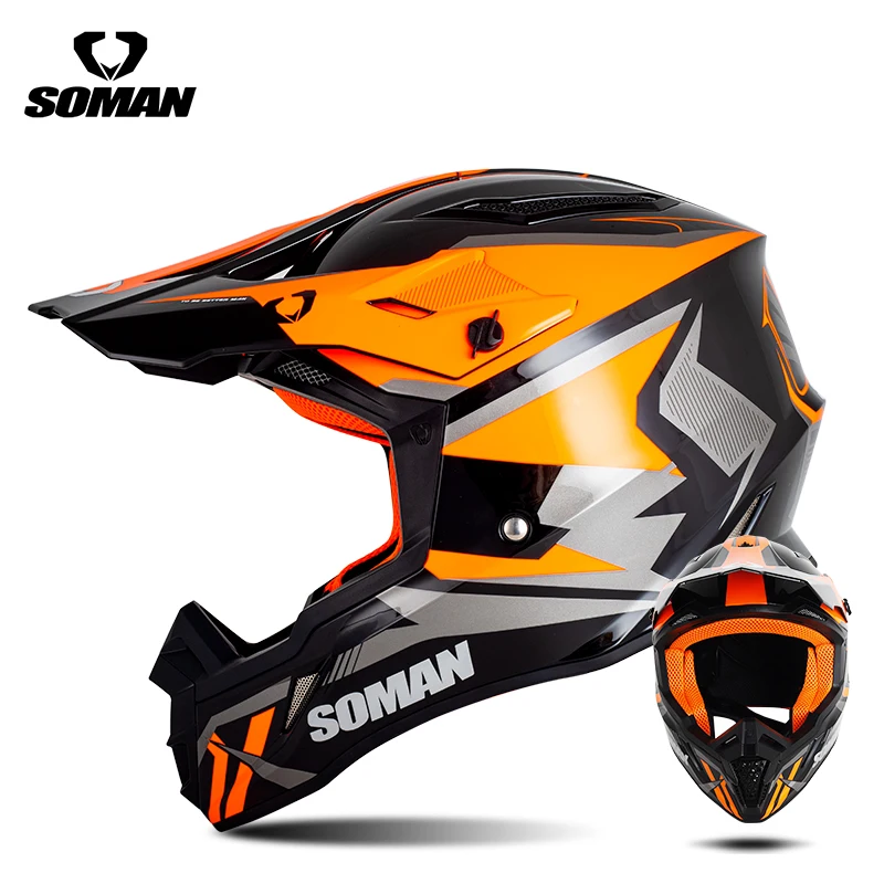 DOT SOMAN MOTOCROSS HELMET DUAL SPORT MOTOR CYCLE CASCO M11 - Image 4