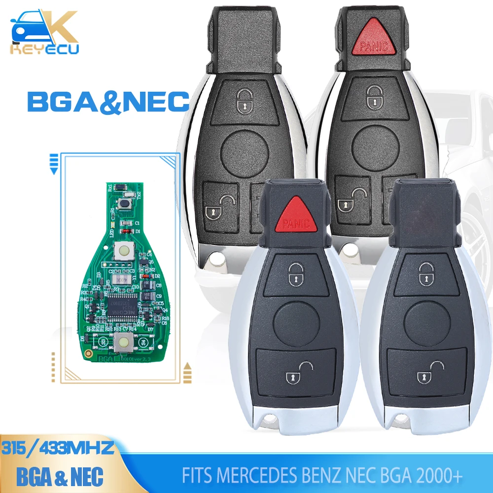 

KEYECU BGA Smart Key 2B/2+1B/ 3B/ 3+1B 315MHz/433MHz for Mercedes Benz Auto Remote Key Support NEC And BGA 2000+ Year