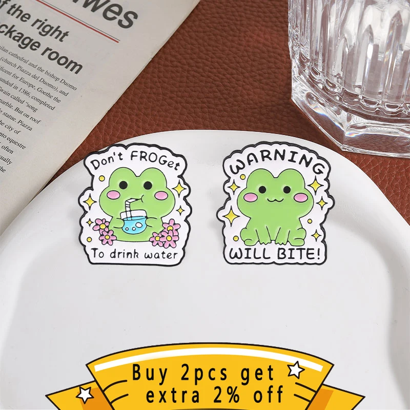 Cute Cartoon Smile Frog Badge, Funny Pun Text Quote Enamel Pin, Fashion Clothes Backpack Accessory, Lovely Gift for Frog Lovers